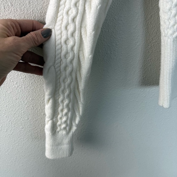 Favorite Daughter Esther Cable Knit Crop Crewneck Sweater Ivory Women’s Small - Picture 8 of 15